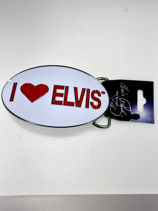 "I ❤ ELVIS" Oval Enamel Belt Buckle