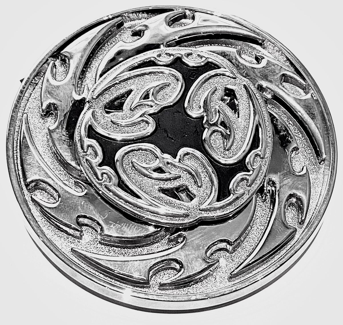 Tribal Flame Spinning Circular Belt Buckle Silver