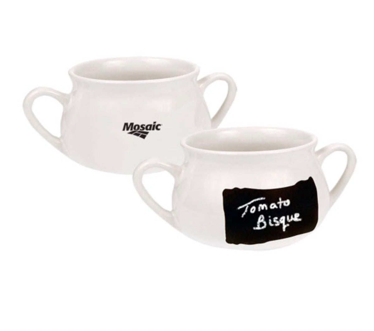 Ceramic Chalkboard Soup Crock Bowls with Dual Handles (Set)