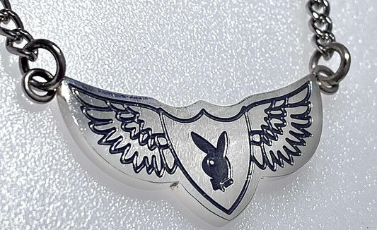 Playboy Bunny Wing Head Finish with Black Color on a Curb Chain - COLO