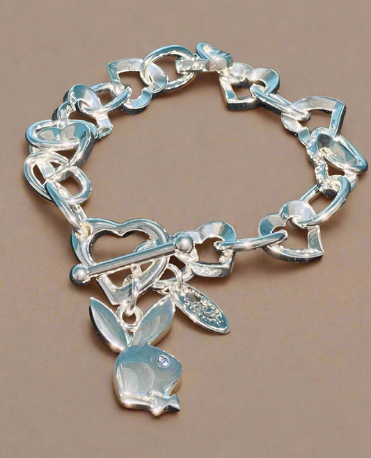 Playboy Bracelet Solid Bunny w/Heart Toggle