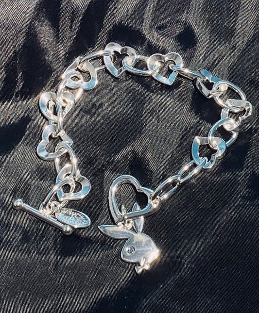 Playboy Bracelet Solid Bunny w/Heart Toggle