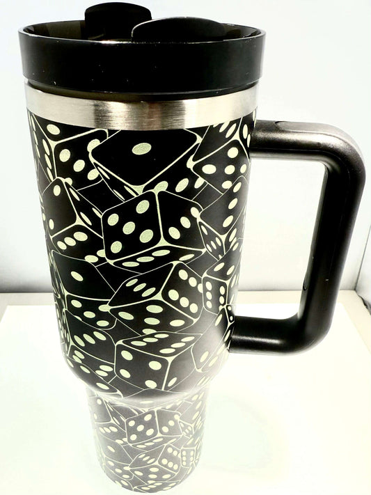 40oz Tumbler with lid, Glowing Dice ,Stainless Steel Vacuum Black - COLO