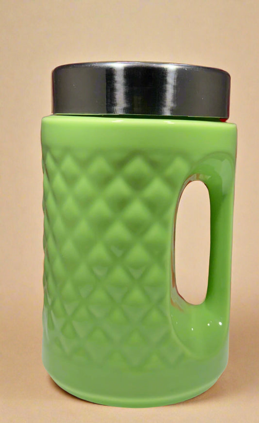 Ceramic Cookie or Sugar jar in Lite Green with Handle