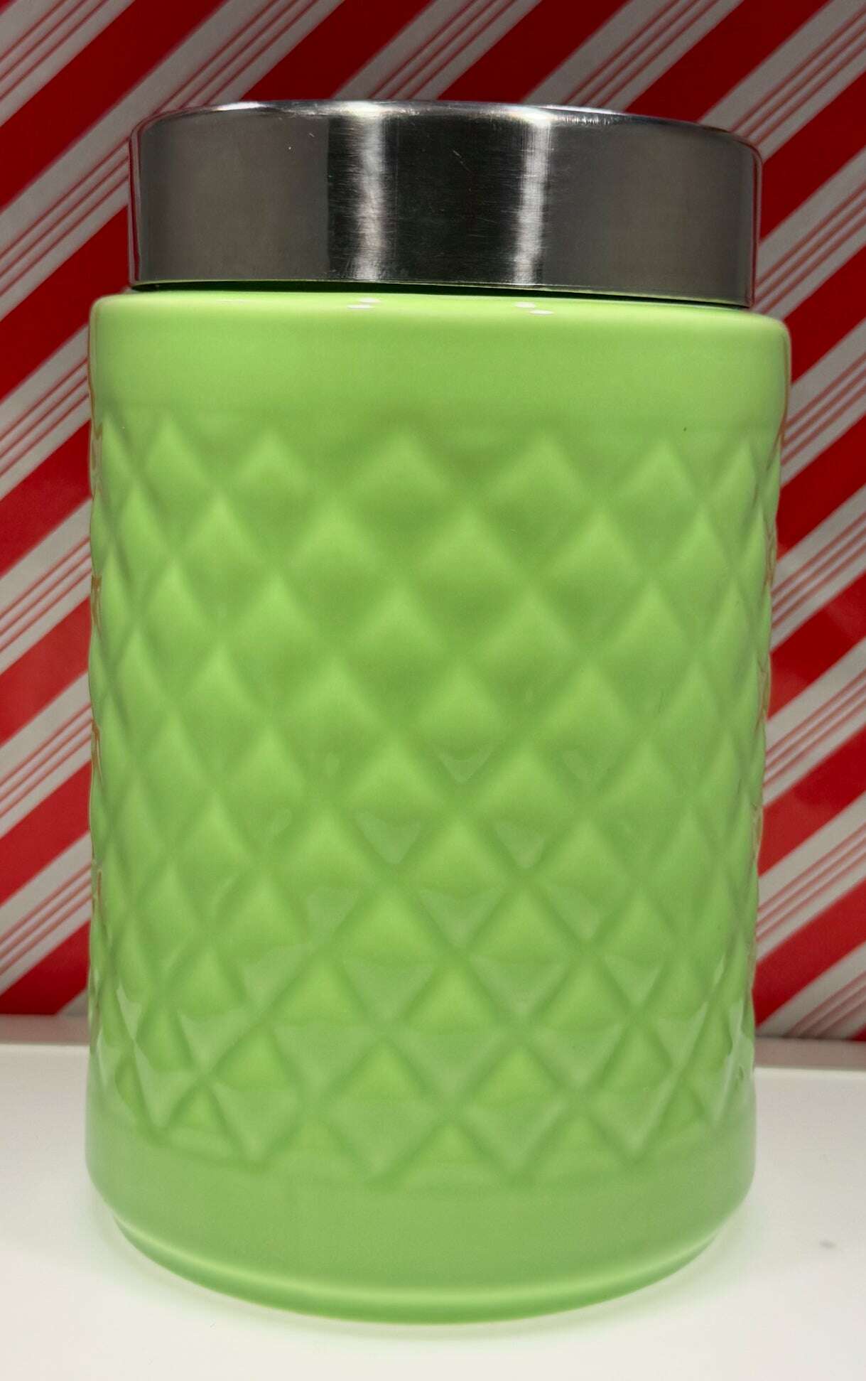 Ceramic Cookie or Sugar jar in Lite Green with Handle - COLO