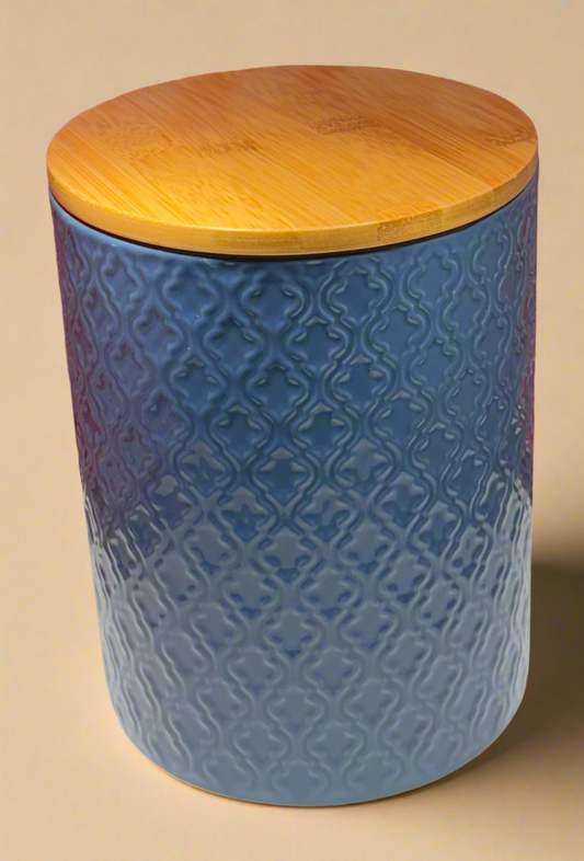 Ceramic Containers with Lids in Blue Designer Style