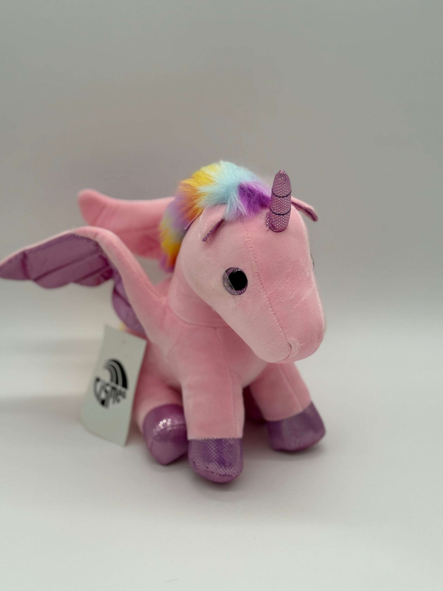 Medium Plush Pink Unicorn – Soft Huggable Stuffed Animal with Wings 8" x 10" - COLO