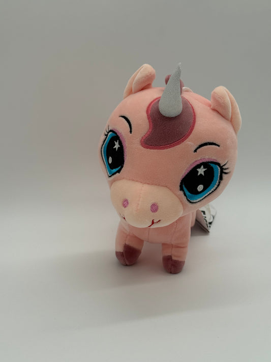 Plush Pink Unicorn – Soft Huggable Stuffed Animal with Sparkle Eyes 8" x 10"