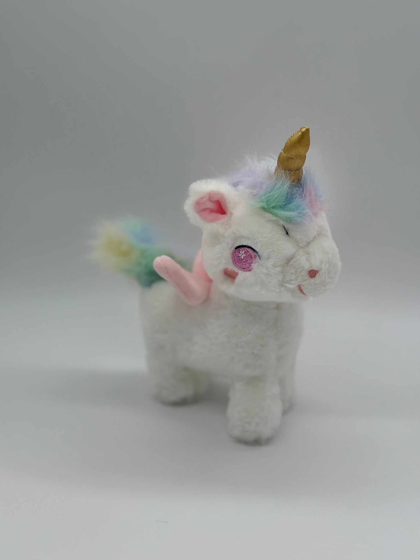 Plush White Unicorn – Soft Huggable Stuffed Animal with Sparkle Eyes 8" x 10"