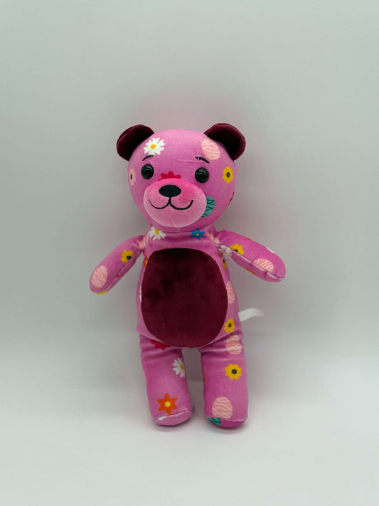 Teddy Bear Stuffed Animal (Random Pattern) - Pink Purple Fuchsia (9" to 10" Cuddly Plush Bear) - COLO