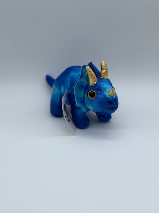 Dark Blue Triceratops Dinosaur Plush Toy – Medium Stuffed Animal, 10–14"