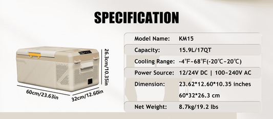 Alpicool KM15 Portable Car Fridge Freezer