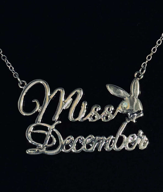 PLAYBOY MISS December w/BIRTH MONTH STONE Necklace jewelry - COLO