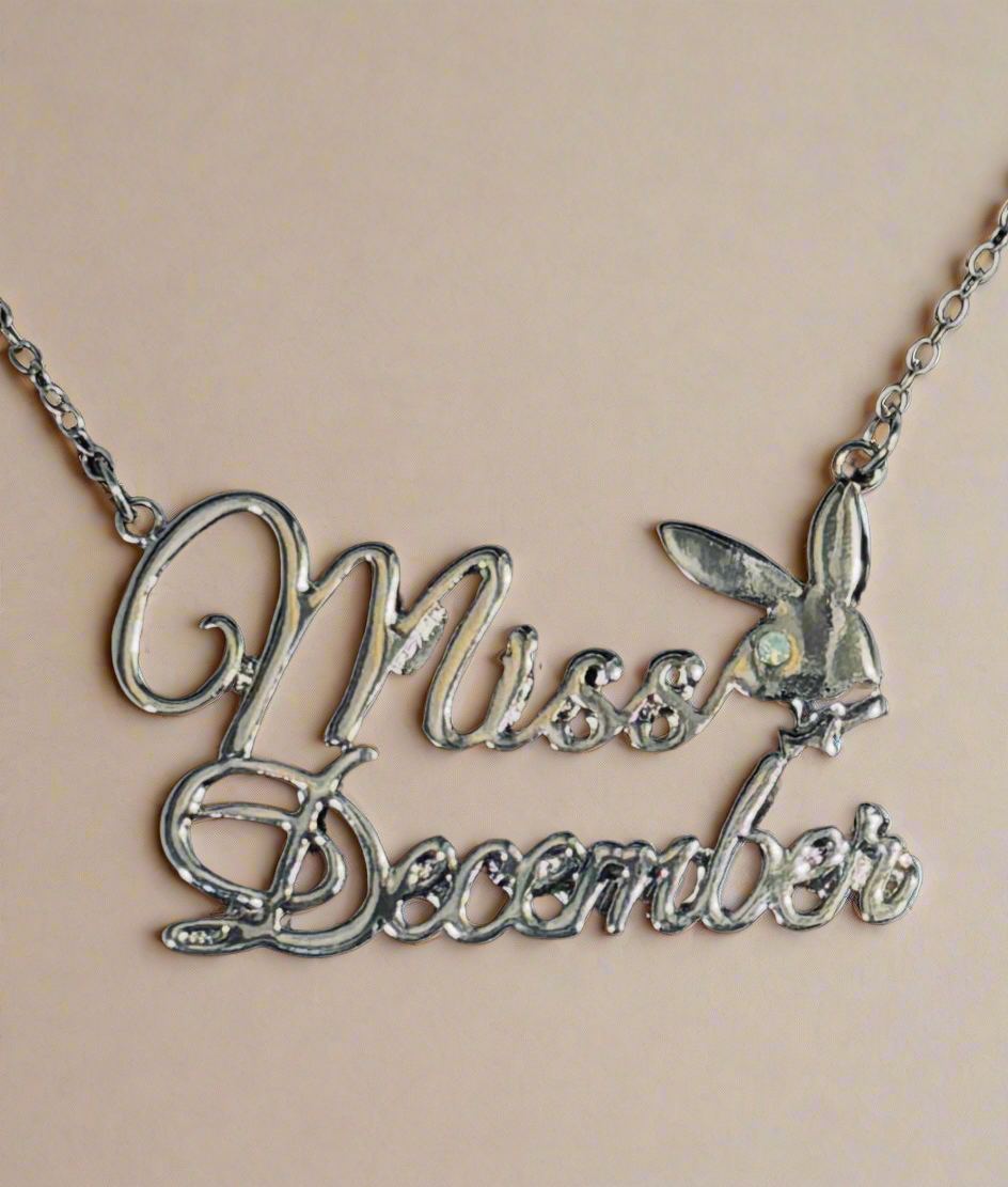 PLAYBOY MISS December w/BIRTH MONTH STONE Necklace jewelry