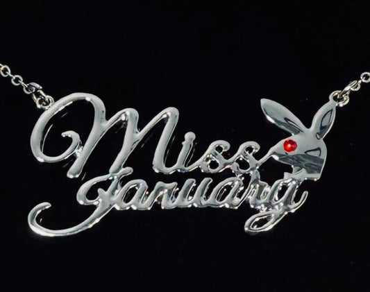 PLAYBOY MISS January w/BIRTH MONTH STONE Necklace jewelry - COLO