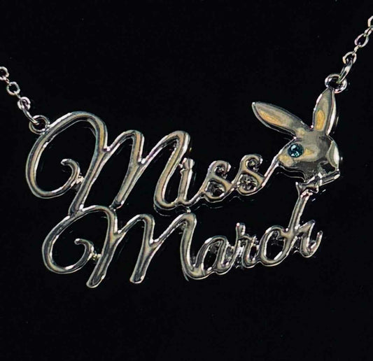 PLAYBOY MISS March w/BIRTH MONTH STONE Necklace jewelry - COLO