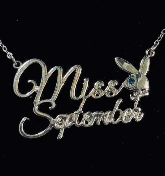 PLAYBOY MISS SEPTEMBER w/BIRTH MONTH STONE Necklace jewelry - COLO