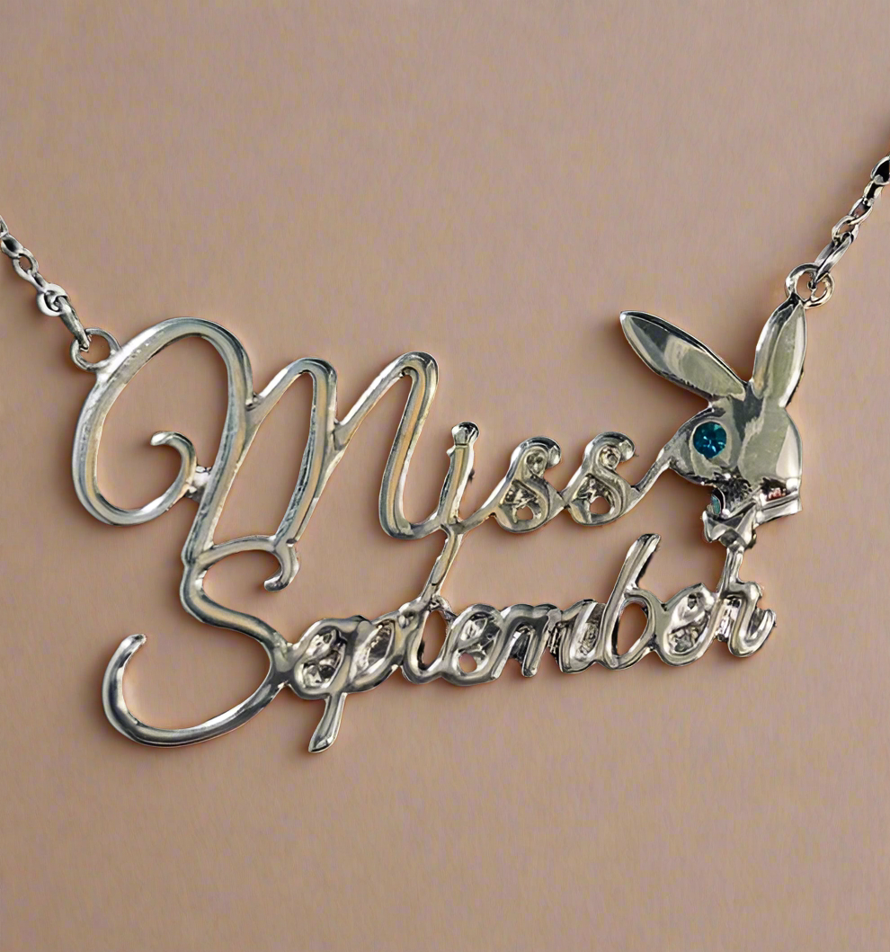 PLAYBOY MISS SEPTEMBER w/BIRTH MONTH STONE Necklace jewelry