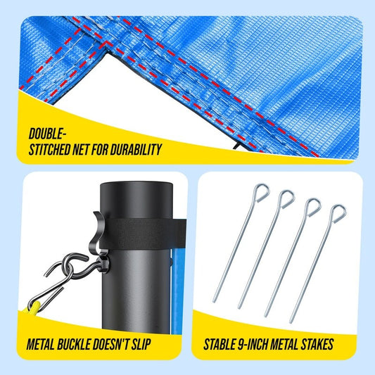 Patiassy Professional Volleyball Net Set with Adjustable Poles & Carry Bag (Blue)