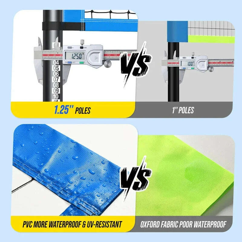 Patiassy Professional Volleyball Net Set with Adjustable Poles & Carry Bag (Blue) - COLO