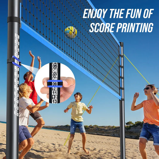 Patiassy Professional Volleyball Net Set with Adjustable Poles & Carry Bag (Blue)