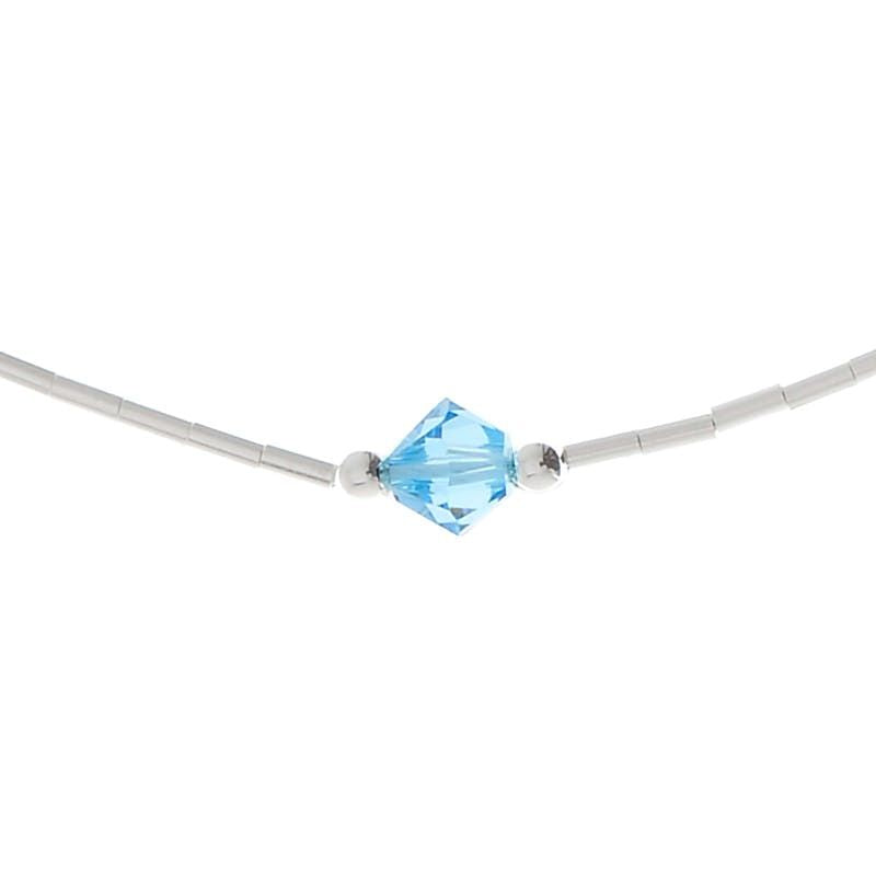 Sterling Silver Aqua Anklet 10"