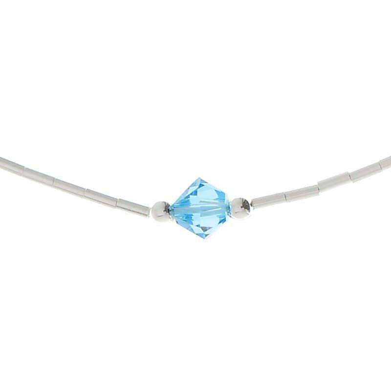 Sterling Silver Aqua Anklet 10" - COLO