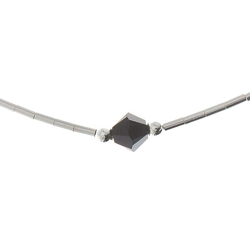 Sterling Silver Jet Black Anklet 10" - COLO