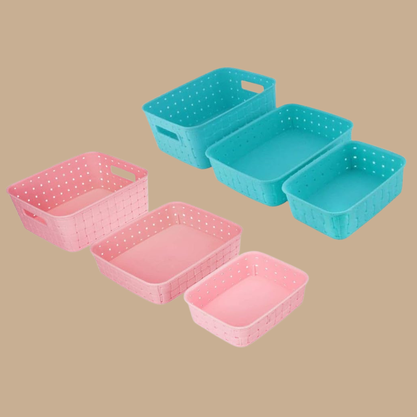 Multipurpose Smart Shelf Basket Storage Set (3 Pcs, Blue, Pink, Green)