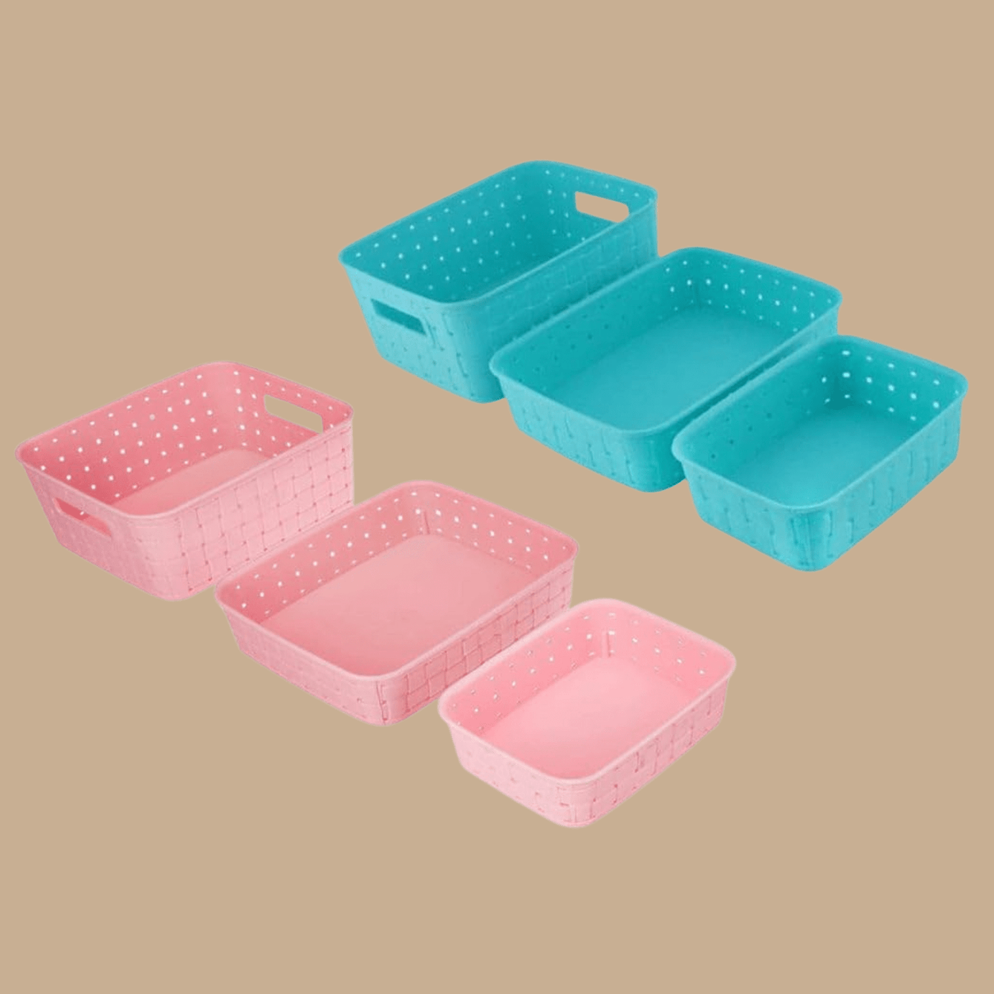 Multipurpose Smart Shelf Basket Storage Set (3 Pcs, Blue, Pink, Green) - COLO