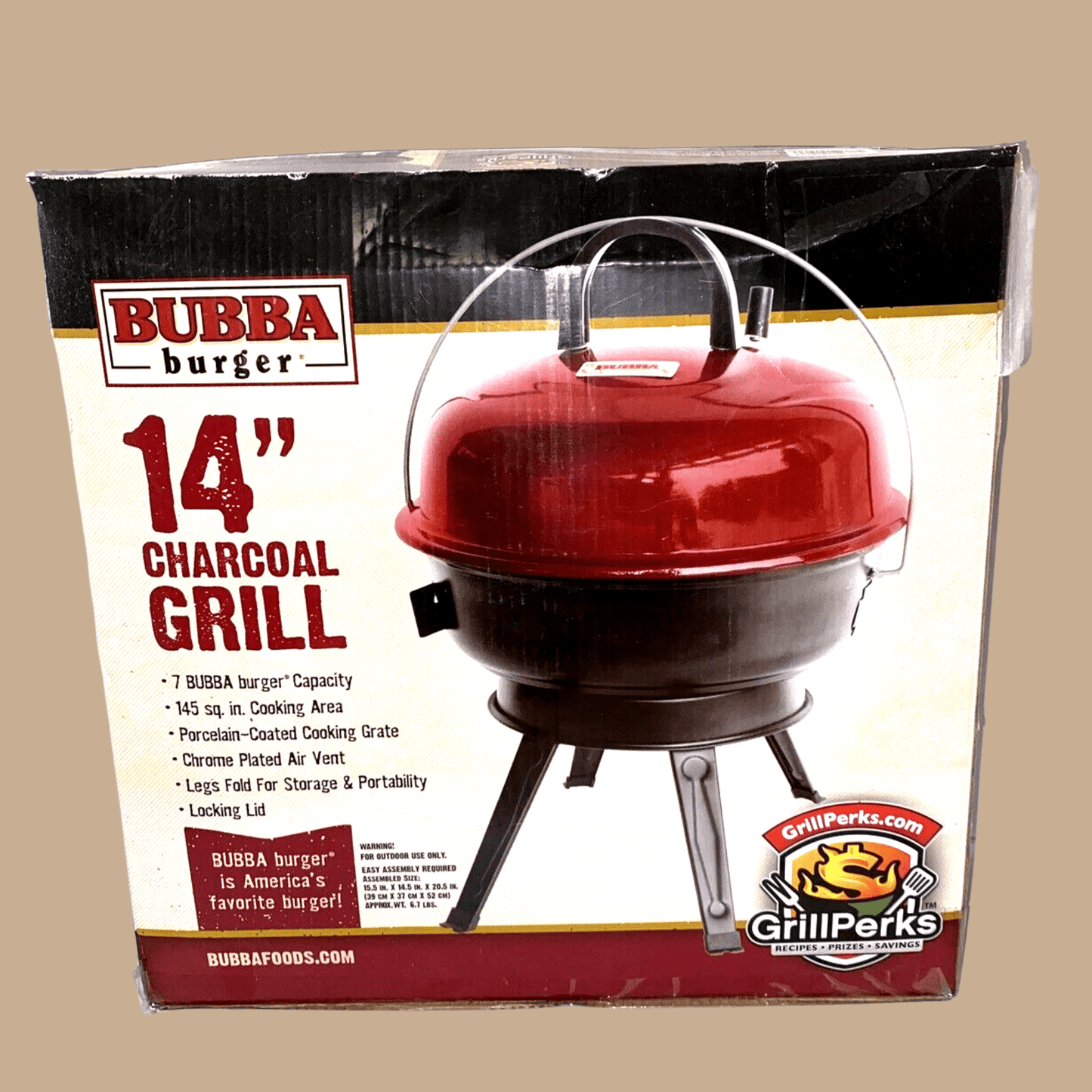 Bubba Burger 14" Charcoal Grill - COLO