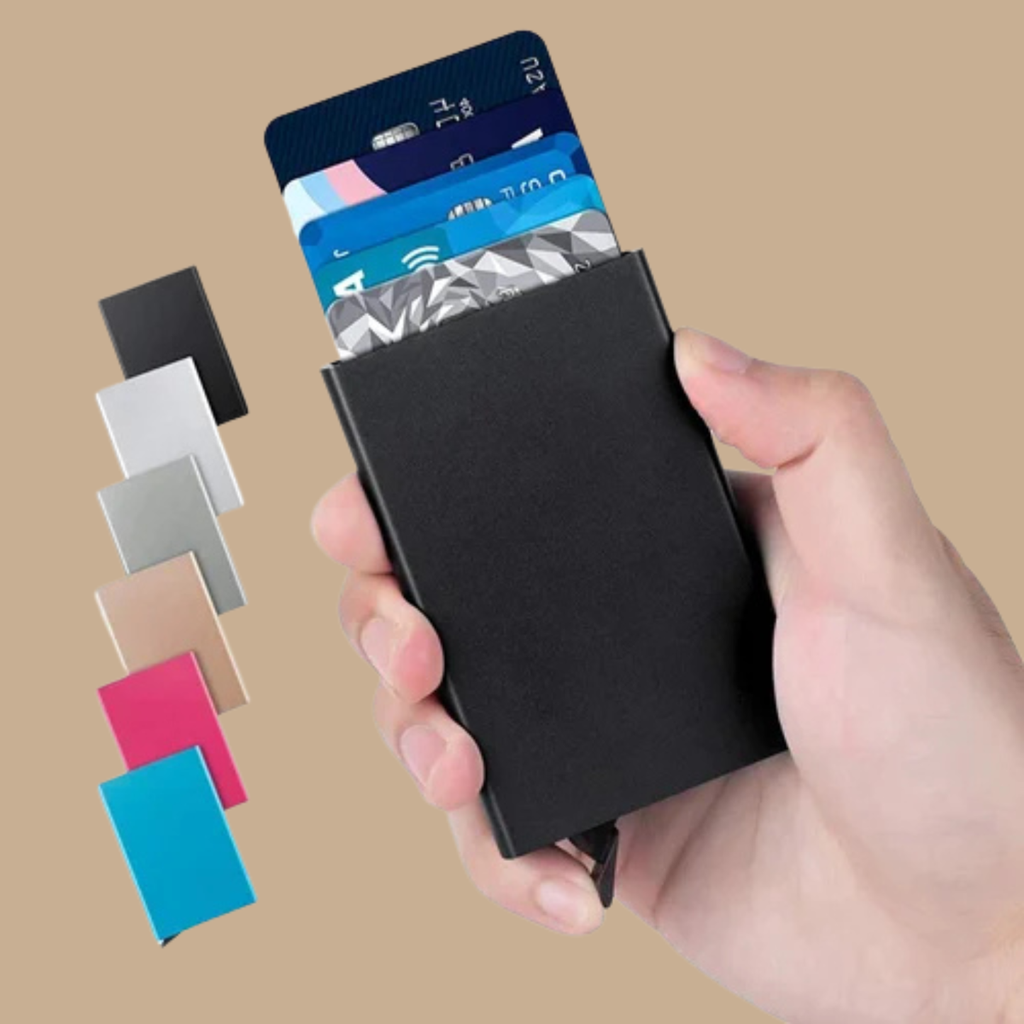 5 Pcs Card Holder Wallet Pocket Case RFID Blocking (Blue, Red, Gold, Silver, Black)