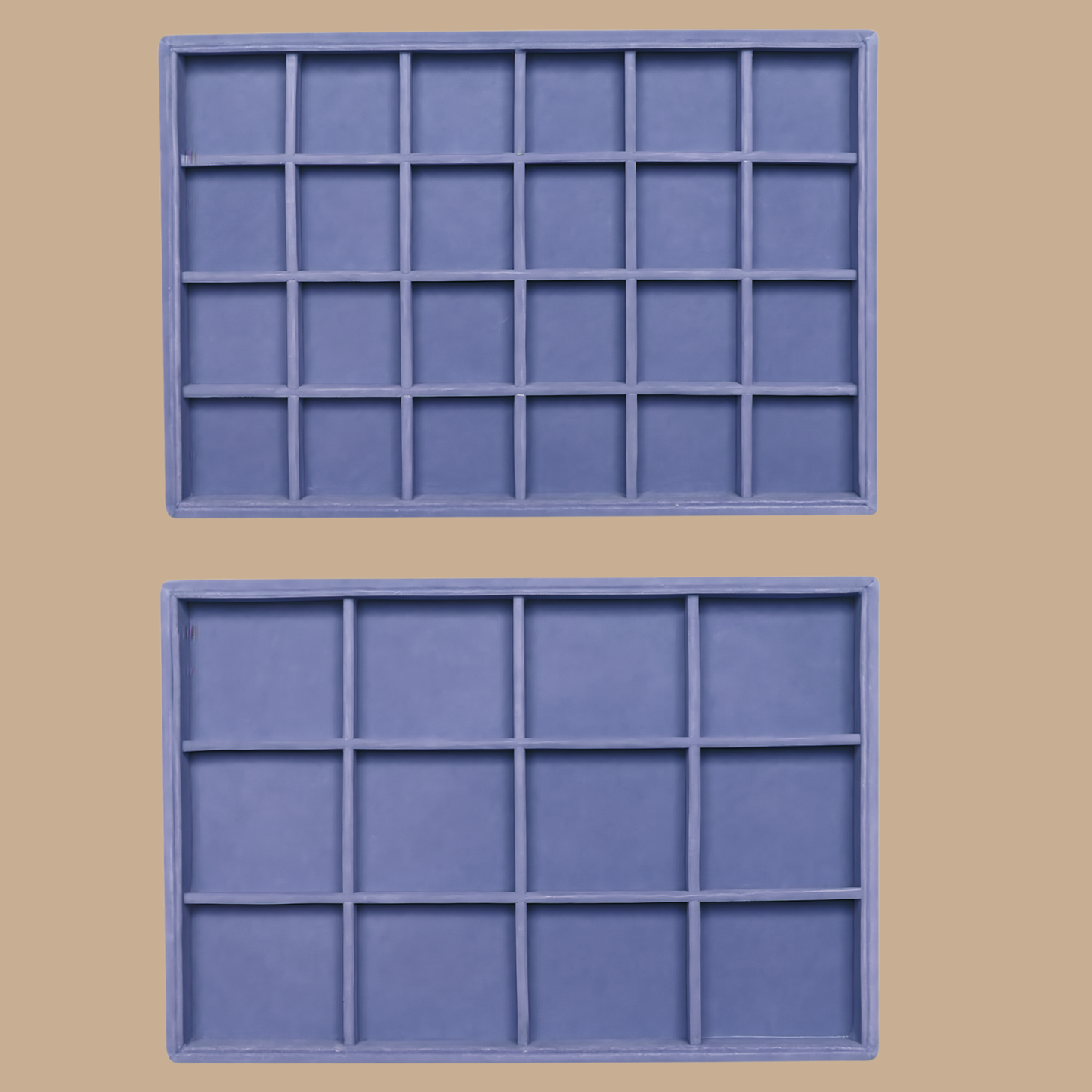 Blue Velvet Jewelry Organizer Trays Set of 2