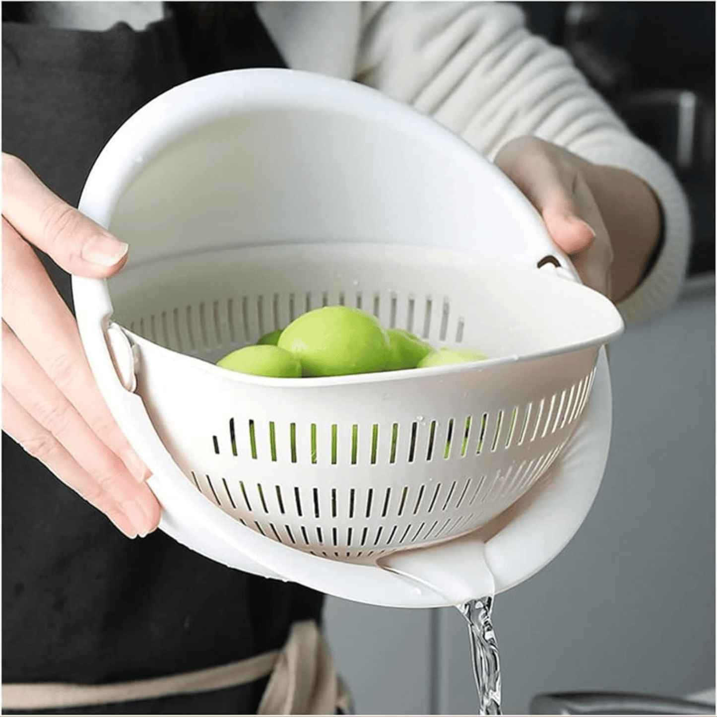 Big 10" Diameter Double Layer Fruit Basket (Blue and White) - COLO