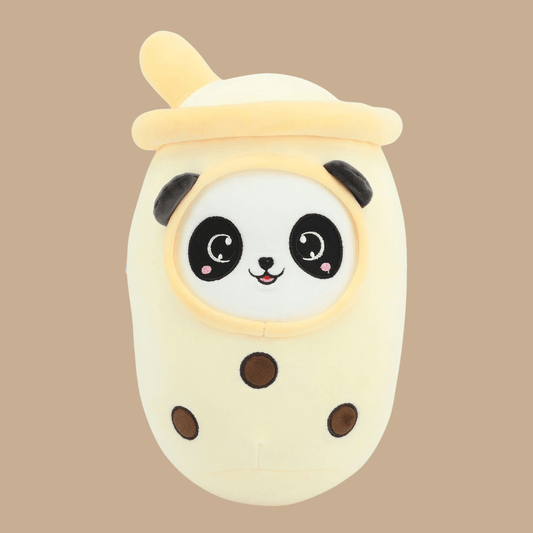 Yellow Panda Milk Tea Plush Pillow – Soft Bubble Tea Hug Toy - COLO