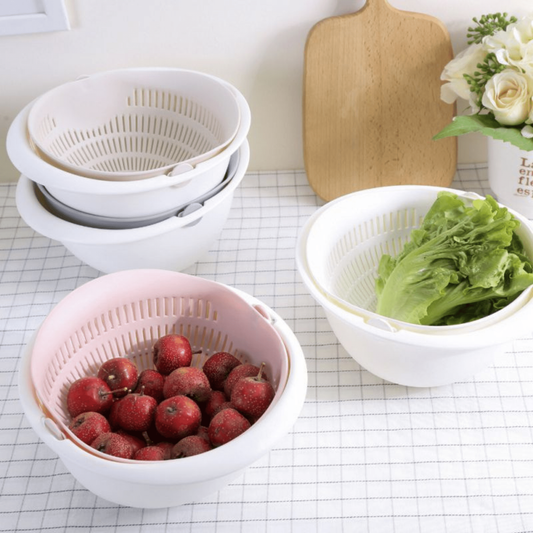 Small 7" Diameter Double Layer Fruit Basket (Gray and White) - COLO