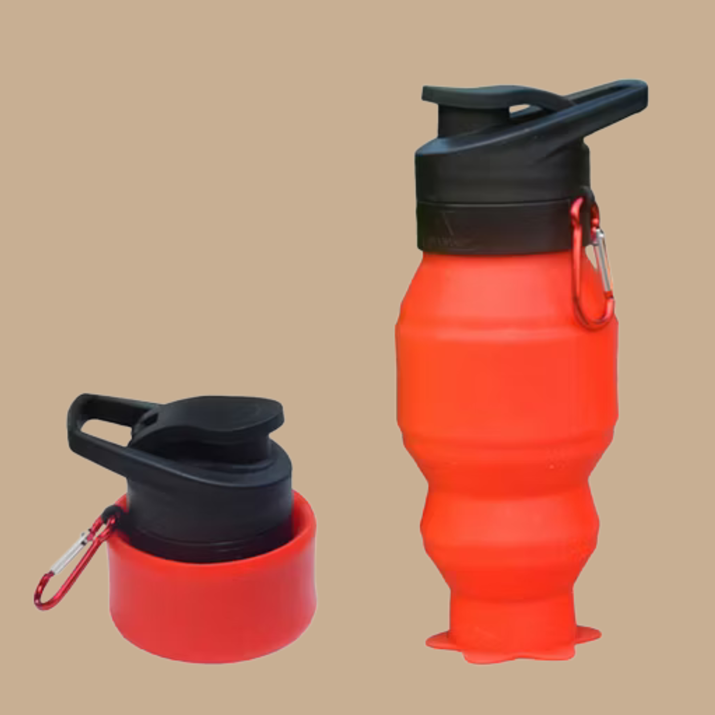 Custom Portable Foldable Silicone Bottle with Carabiner