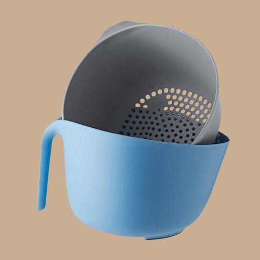 2 Pcs Kitchen Strainers Set (Blue and Gray) - COLO