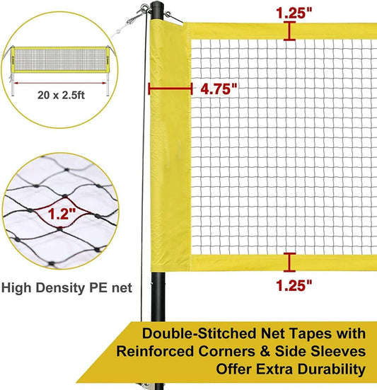 Patiassy Portable Badminton Net Set with Rackets, Shuttlecocks & Carry Bag (Yellow) - COLO