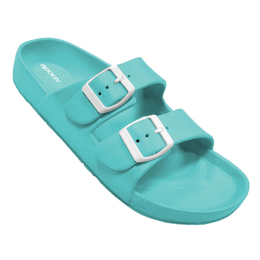 Huntington Buckle Slides- Retro Turq