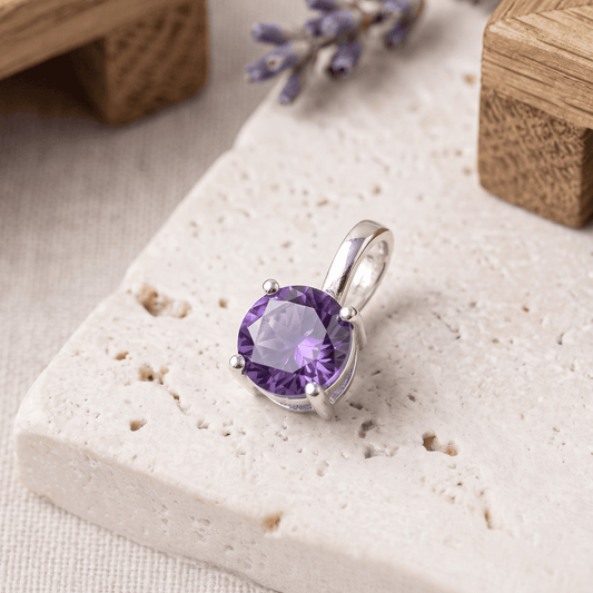 925 Sterling Silver Amethyst Oval 6x4 Pendant – Genuine Gemstone Necklace Charm, Elegant Jewelry
