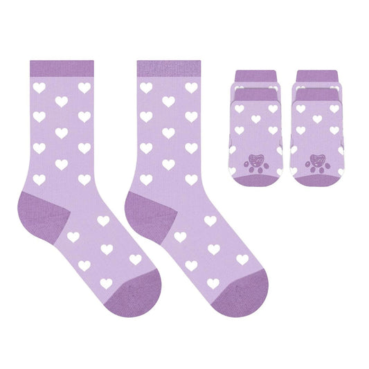 Purple Hearts Pet & Owner Matching Socks – Cozy Non-Slip Gripper Set