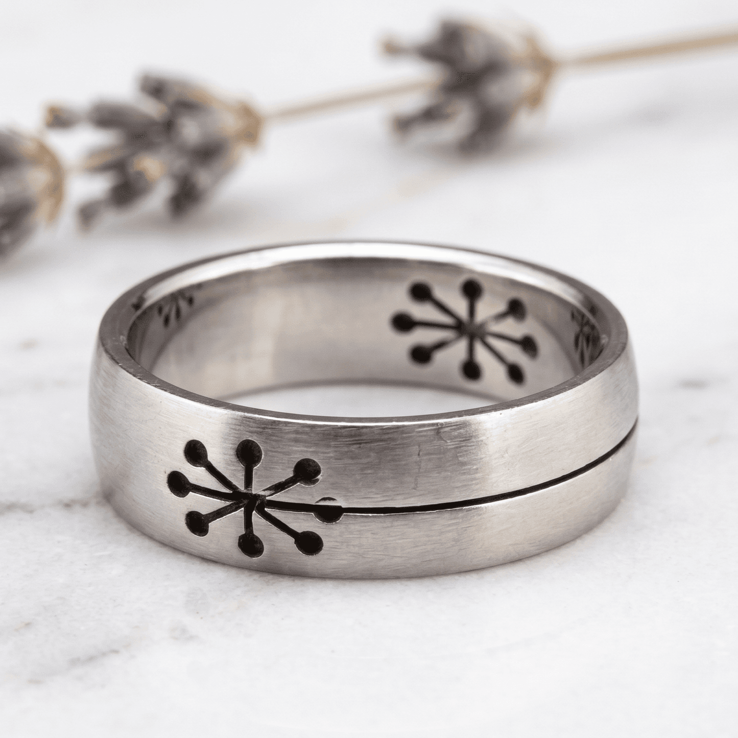 Stainless Steel SPLASH BLACK CUT BAND Rings