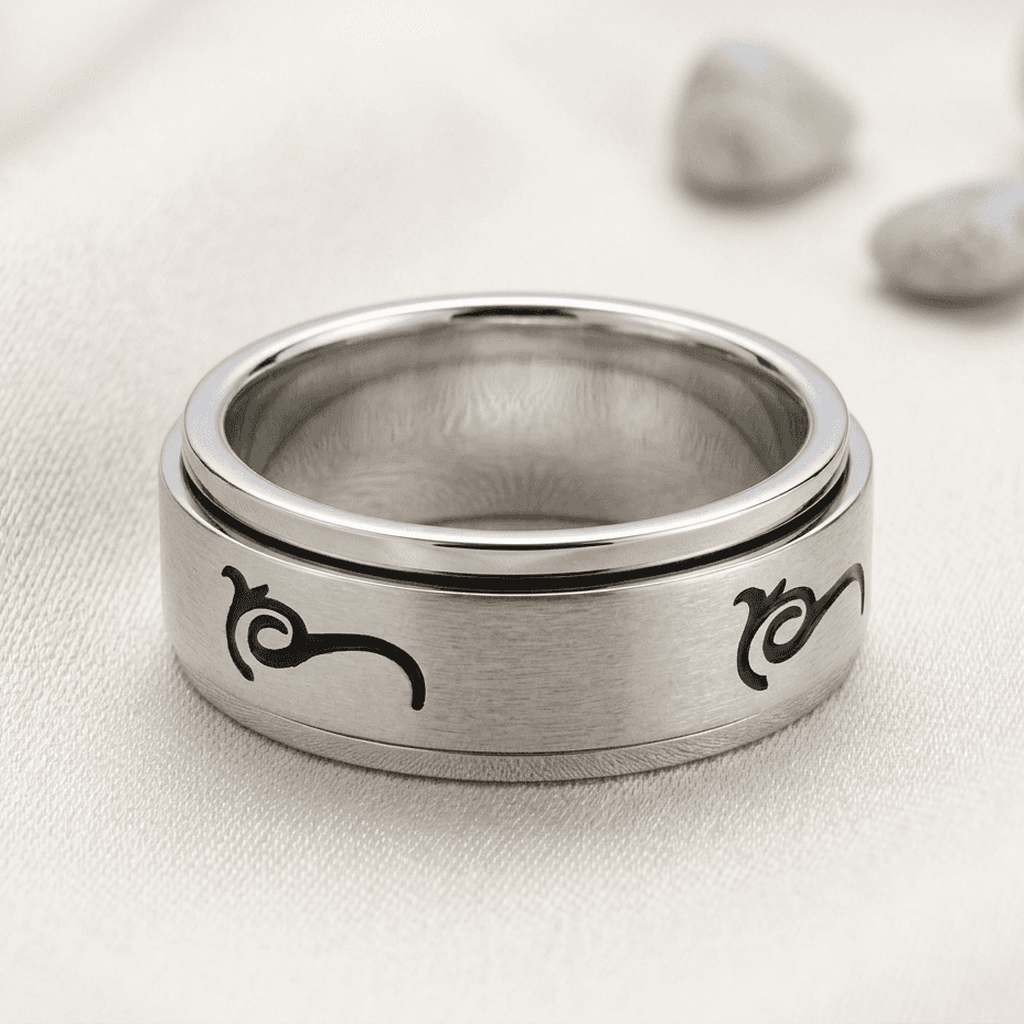 Stainless Steel TRIBAL SPINNER BAND Ring