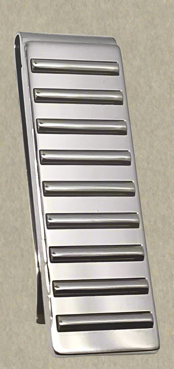 Brushed Steel Money Clip with Vertical Ridge Accents - COLO