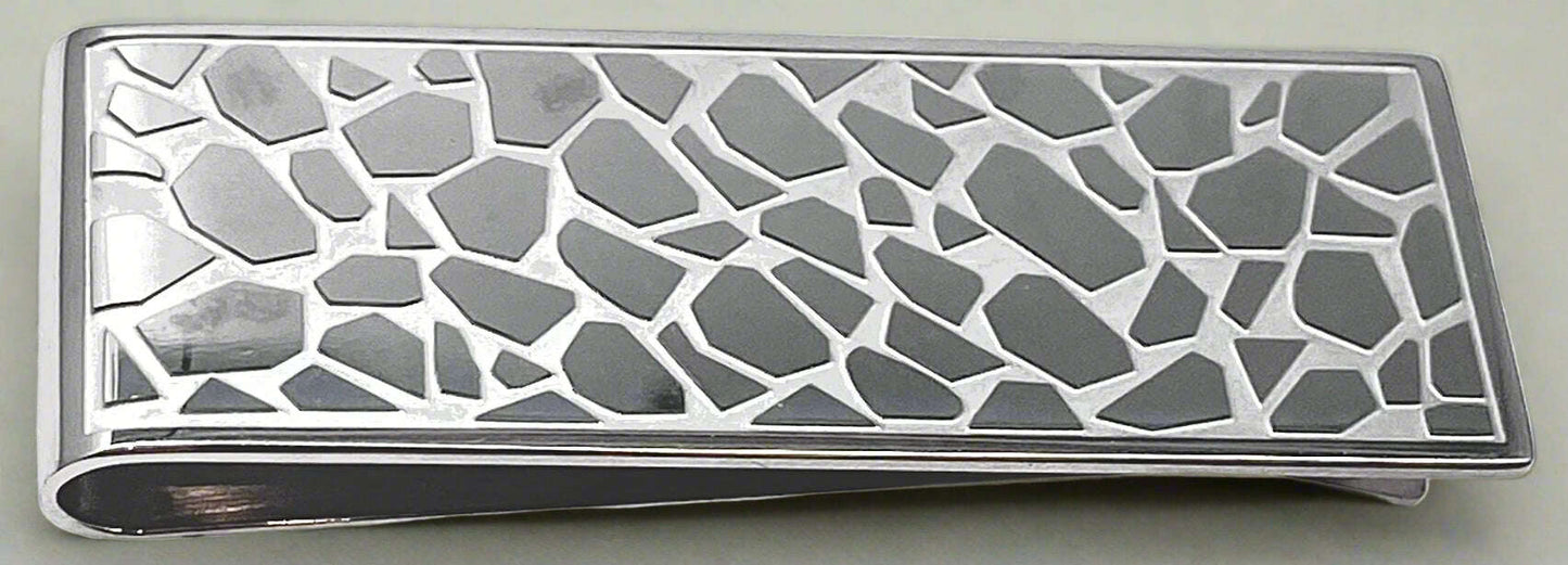 Silver Money Clip with Pebble Pattern Inlay - COLO