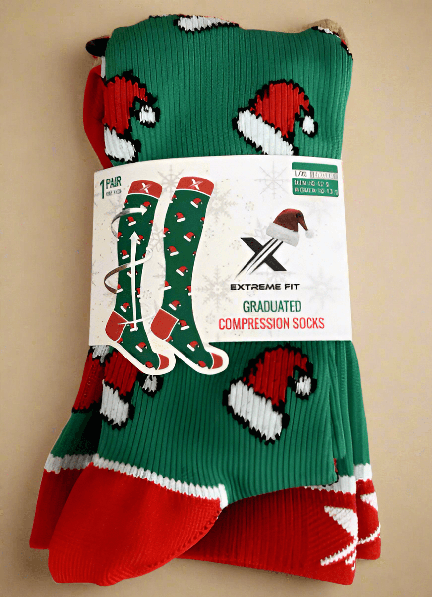 EXTREME FIT GRADUATED COMPRESSION Socks X-MAS RED N GREEN - COLO