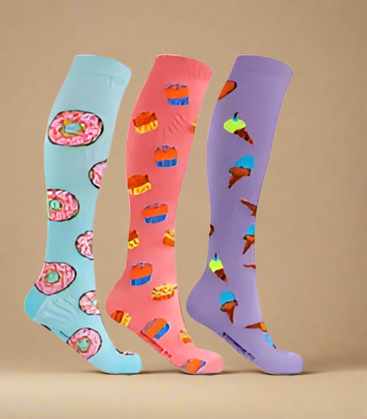 EXTREME FIT COMPRESSION SOCKS PURPLE ICE CREAM ONLY ICE CREAM