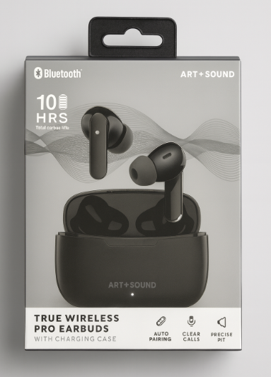 ART+SOUND True Wireless Pro Earbuds with Charging Case
