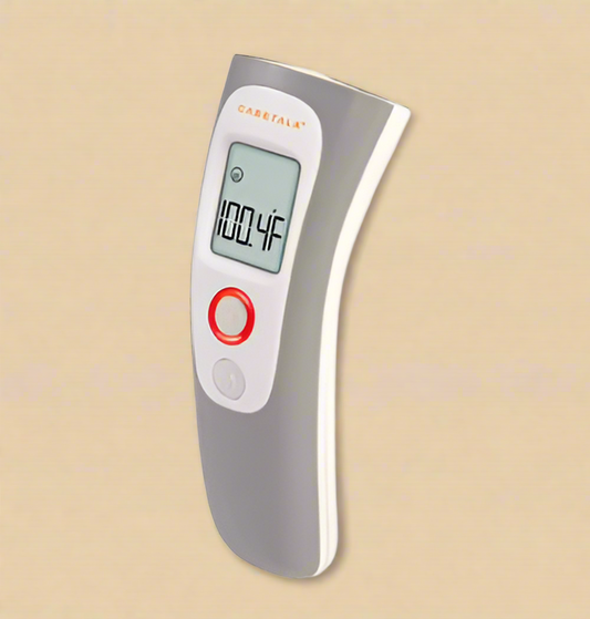 Care Talk Non-Contact Infrared Forehead Thermometer with Illuminated LCD & 9 Memory Storage – White/Gray,